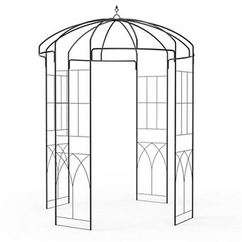 8.8 FT Elegant Birdcage Garden Arch, Steel Wedding Arbor for Outdoor Ceremonies