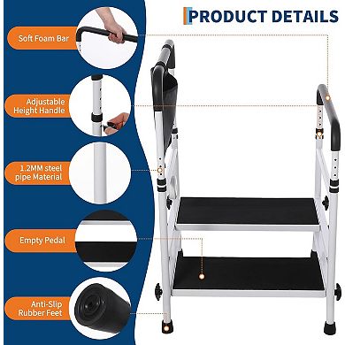 Step Stool with Handle and Non Skid Rubber Platform