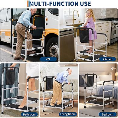 Step Stool with Handle and Non Skid Rubber Platform
