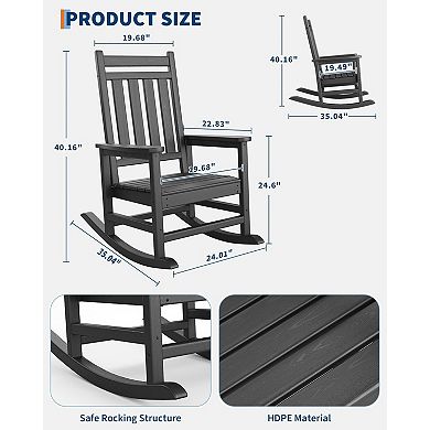 Poly Lumber Rocking Chair Outdoor Set of 4 with 2 Side Table