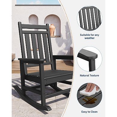 Poly Lumber Rocking Chair Outdoor Set of 4 with 2 Side Table