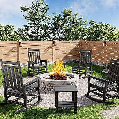 Poly Lumber Rocking Chair Outdoor Set of 4 with 2 Side Table
