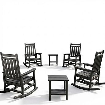 Poly Lumber Rocking Chair Outdoor Set of 4 with 2 Side Table