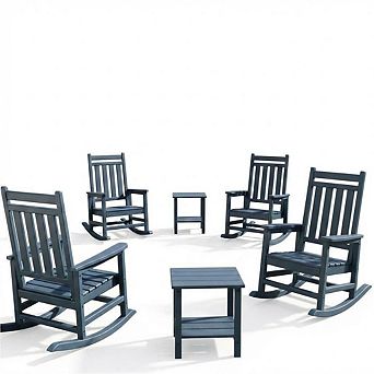Poly Lumber Rocking Chair Outdoor Set of 4 with 2 Side Table