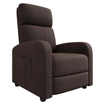 Manual Recliner Chair, Linen Upholstered Reclining Chair w/High Backrest, Retractable Footrest