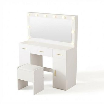 Makeup Vanity Desk with Mirror and Lights