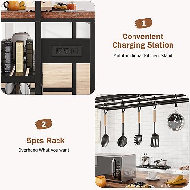 Iron Island Cabinet With Hanging Rack