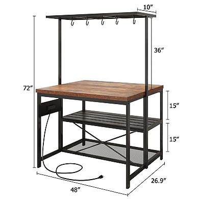 Iron Island Cabinet With Hanging Rack