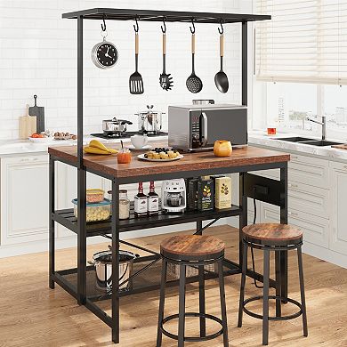Iron Island Cabinet With Hanging Rack