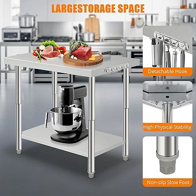 Double-Layer Workbench Without Casters And Rear Panel,With 08 Straight Edge And Hooks