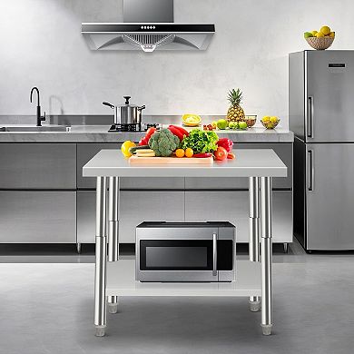 Double-Layer Workbench Without Casters And Rear Panel,With 08 Straight Edge And Hooks