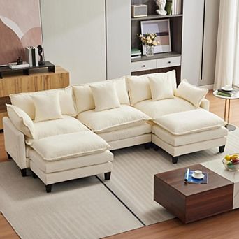 3-Seater 2-Footstool Cloud Combination Sofa