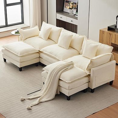 3-Seater 2-Footstool Cloud Combination Sofa