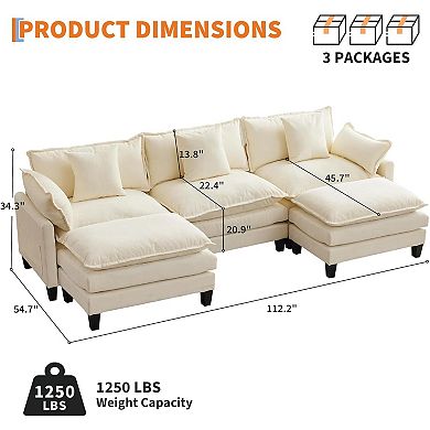 3-Seater 2-Footstool Cloud Combination Sofa