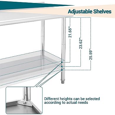 Double-Layer Workbench With Rear Baffle And 08 Curved Edge With Detachable Trash Rack,No Casters