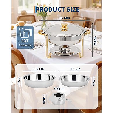 4 Pack Chafing Dishes for 5L Round Buffet