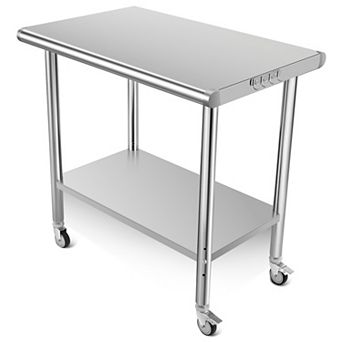 36x24x35 Inch Double-Layer Workbench With Casters And No Rear Panel