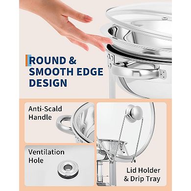 Set of 4 5L Round Chafing Dish Buffet Servers