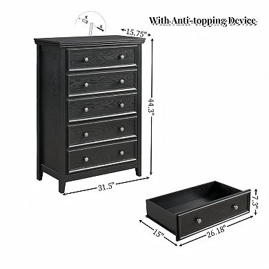 5-Drawer Modern Storage Cabinet Closet Organizer