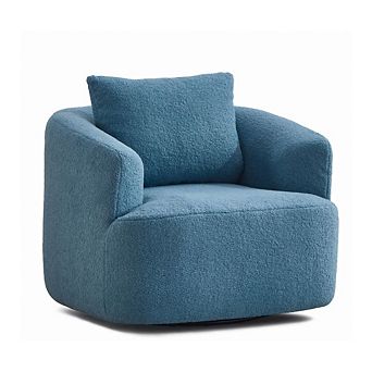 GOODSILO 360-Degree Swivel Round Upholstered Comfy Chair With Soft Pillow