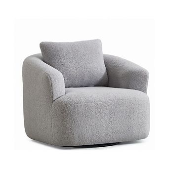 GOODSILO 360-Degree Swivel Round Upholstered Comfy Chair With Soft Pillow