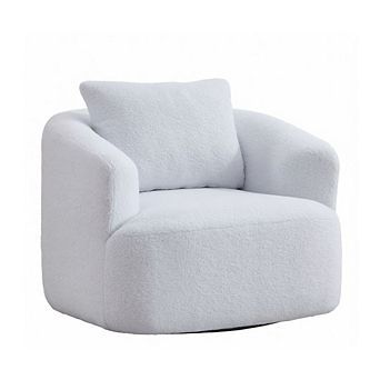 GOODSILO 360-Degree Swivel Round Upholstered Comfy Chair With Soft Pillow