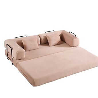 GOODSILO Convertible Sleeper Sofa Bed with Cylindrical Pillow and Corduroy Mattress