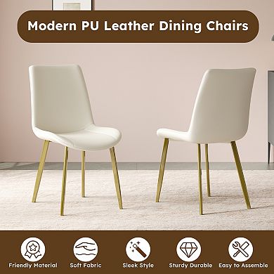 GOODSILO Modern Dining Chairs Set of 4 with PU Leather Upholstery and Metal Frame