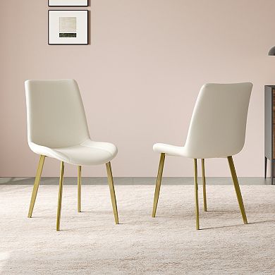 GOODSILO Modern Dining Chairs Set of 4 with PU Leather Upholstery and Metal Frame