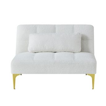 GOODSILO Convertible Sofa Bed Futon with Gold Metal Legs Teddy Fabric