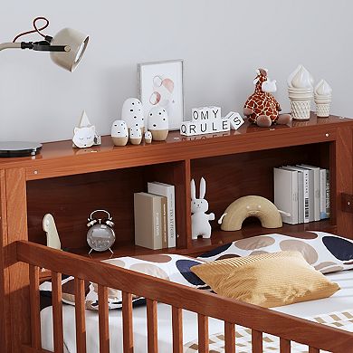 GOODSILO Twin Size Storage Bed with Safety Guardrails and Under-Bed Drawers