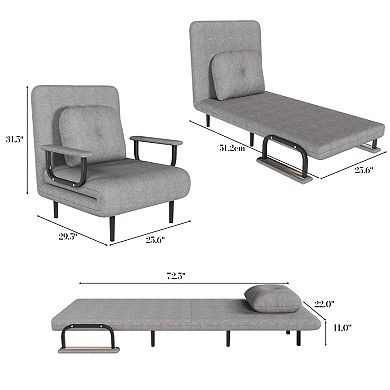 GOODSILO Convertible Folding Sofa Bed with Adjustable Backrest and Storage Compartments