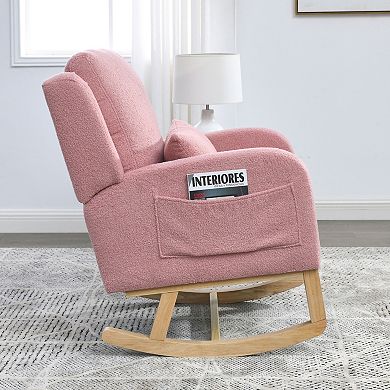 GOODSILO Modern High Back Accent Armchair with Lumbar Pillow and Side Pockets