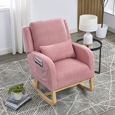 GOODSILO Modern High Back Accent Armchair with Lumbar Pillow and Side Pockets