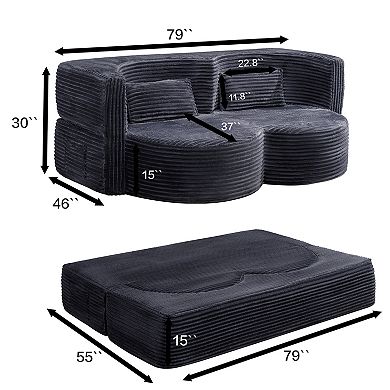 GOODSILO Convertible Floor Sofa Bed with Foam Filling and Velvet Fabric