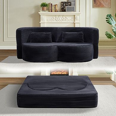 GOODSILO Convertible Floor Sofa Bed with Foam Filling and Velvet Fabric
