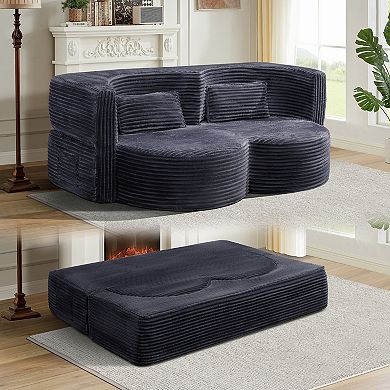 GOODSILO Convertible Floor Sofa Bed with Foam Filling and Velvet Fabric