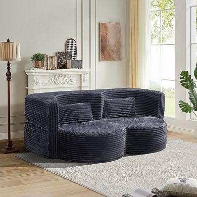 GOODSILO Convertible Floor Sofa Bed with Foam Filling and Velvet Fabric