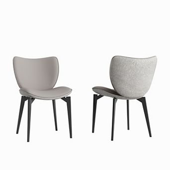 GOODSILO Modern Dining Chairs Set of Two with PU Leather and Metal Frame