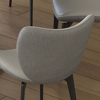 GOODSILO Modern Dining Chairs Set of Two with PU Leather and Metal Frame