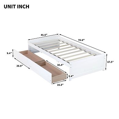 GOODSILO Twin Size Platform Bed with Two Integrated Storage Drawers for Space Saving