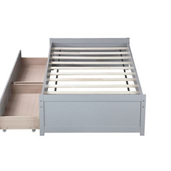 GOODSILO Twin Size Platform Bed with Two Integrated Storage Drawers for Space Saving