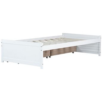 GOODSILO Twin Size Platform Bed with Two Integrated Storage Drawers for Space Saving