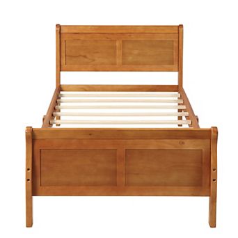 GOODSILO Solid Wood Twin Platform Bed with Headboard and Footboard Support
