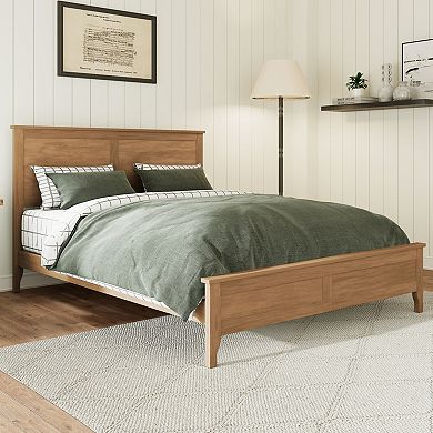 GOODSILO Modern Full Size Platform Bed with Sturdy Wooden Slats and Headboard