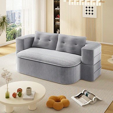 GOODSILO Modern Convertible Two-in-One Sleeper Sofa with Plush Corduroy Upholstery