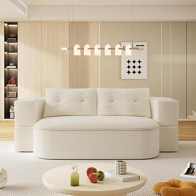 GOODSILO Modern Convertible Two-in-One Sleeper Sofa with Plush Corduroy Upholstery