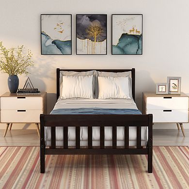 GOODSILO Twin Size Wood Platform Bed Frame with Headboard and Footboard