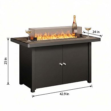 Two-Toned Fire Pit Table with Storage for Cozy Outdoor Gatherings