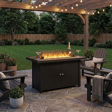 Two-Toned Fire Pit Table with Storage for Cozy Outdoor Gatherings